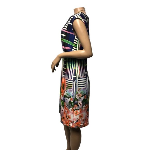Madison Leigh Dress Womens 10 Colorful Geo Mod Mixed Print Scuba Sheath - Picture 4 of 9